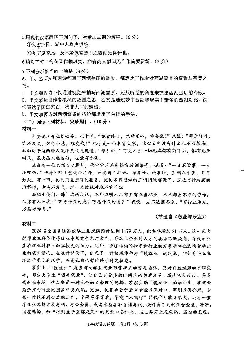 江苏省徐州市2024-2025学年九年级上学期期中检测语文试卷（含答案）03