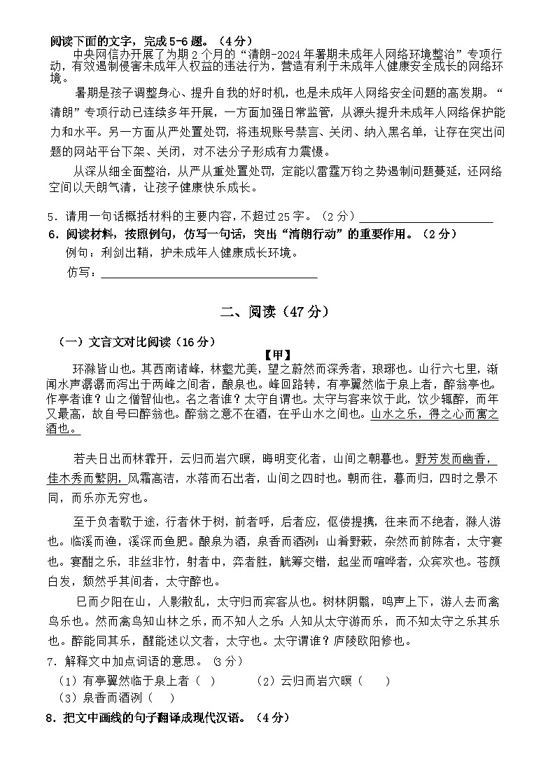 广东省揭阳市普宁市2024-2025学年九年级上学期期中语文试题第2页