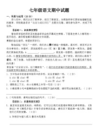山东省菏泽市巨野县2024-2025学年七年级上学期11月期中考试语文试题