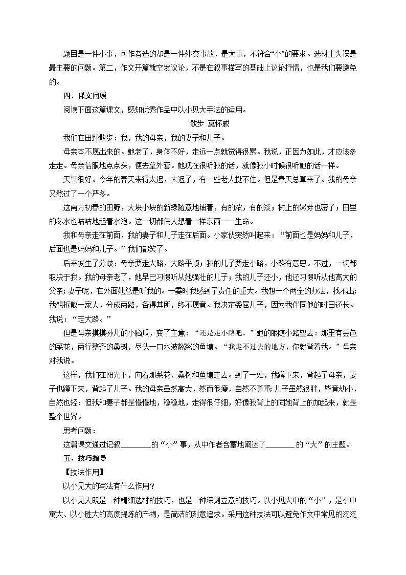 专题18 如何以小见大（教案）-2024-2025学年中考语文作文指导第2页
