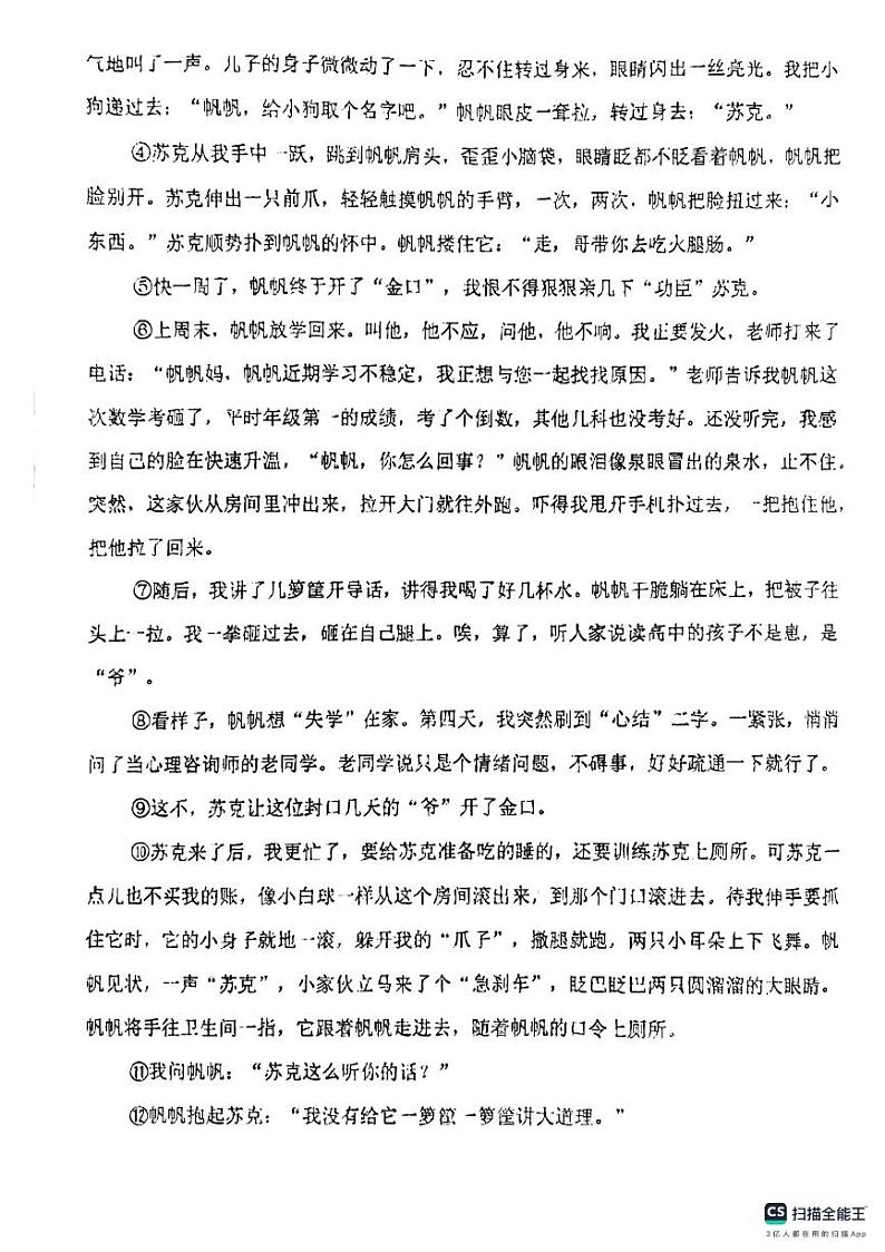 2024-2025学年洛阳市地矿双语学校九年级上学期期中语文试卷第3页