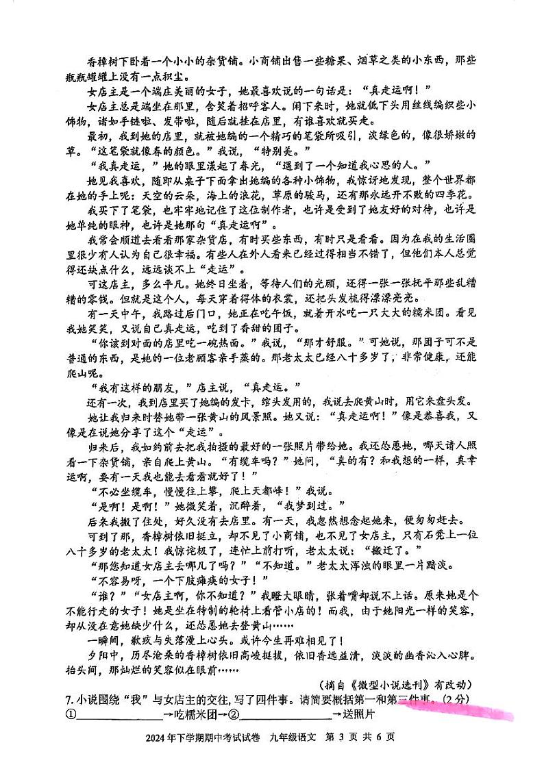 湖南省邵阳市邵东市2024—2025学年九年级上学期期中考试语文试题第3页