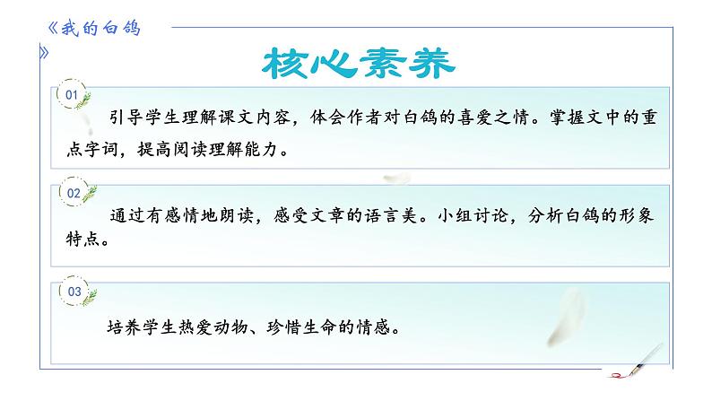 统编版语文七年级上册第18课《我的白鸽》教学课件02