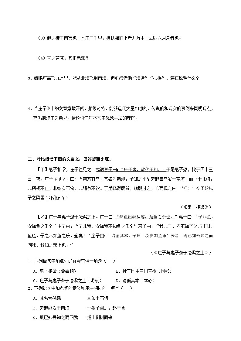 人教部编版语文八年级下册21《庄子和惠子游于濠梁之上》课件+教案+导学案+分层练习+素材03