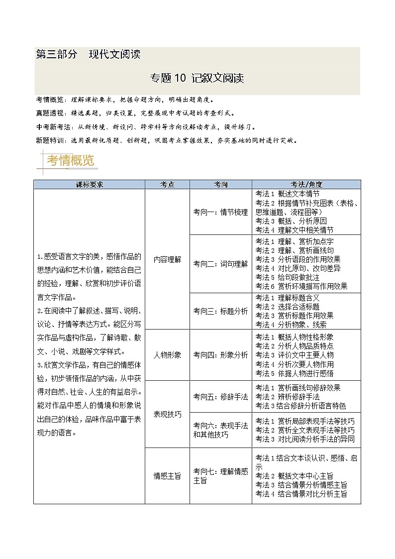 专题10 记叙文阅读-备战2025年中考语文真题题源解密（辽宁专用）（原卷版）第1页