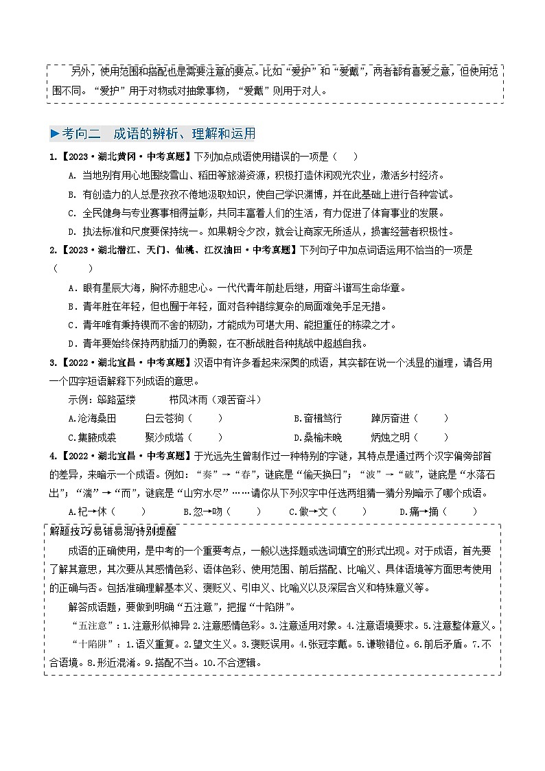 专题02 词语的理解与运用-备战2025年中考语文真题题源解密（湖北专用）（原题版）第3页