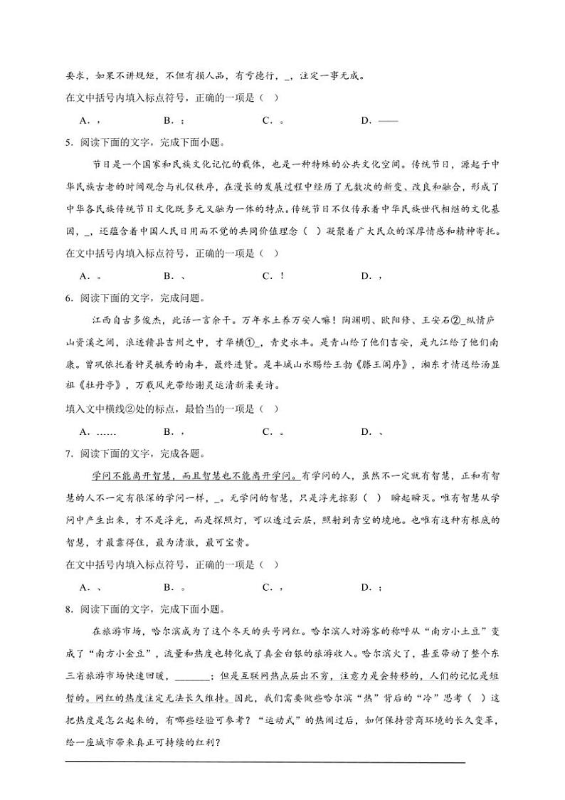2025年语文中考复习备考专项练 标点符号辨析（二）第2页
