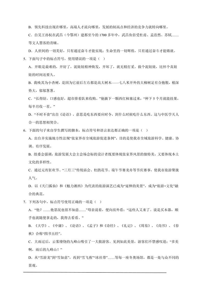2025年语文中考复习备考专项练 标点符号辨析（一）第2页