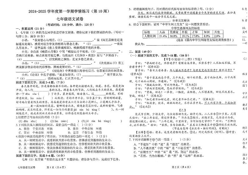 七年级语文第1页