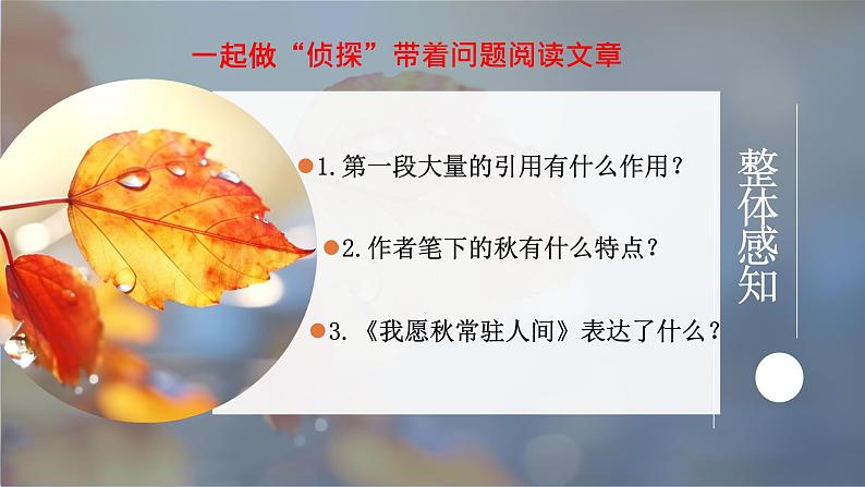 专题02 《我愿秋常驻人间》庐隐（标题的含义、引用的作用、结尾段的作用）课件-小初语文阅读写作能力提升系列课程第7页