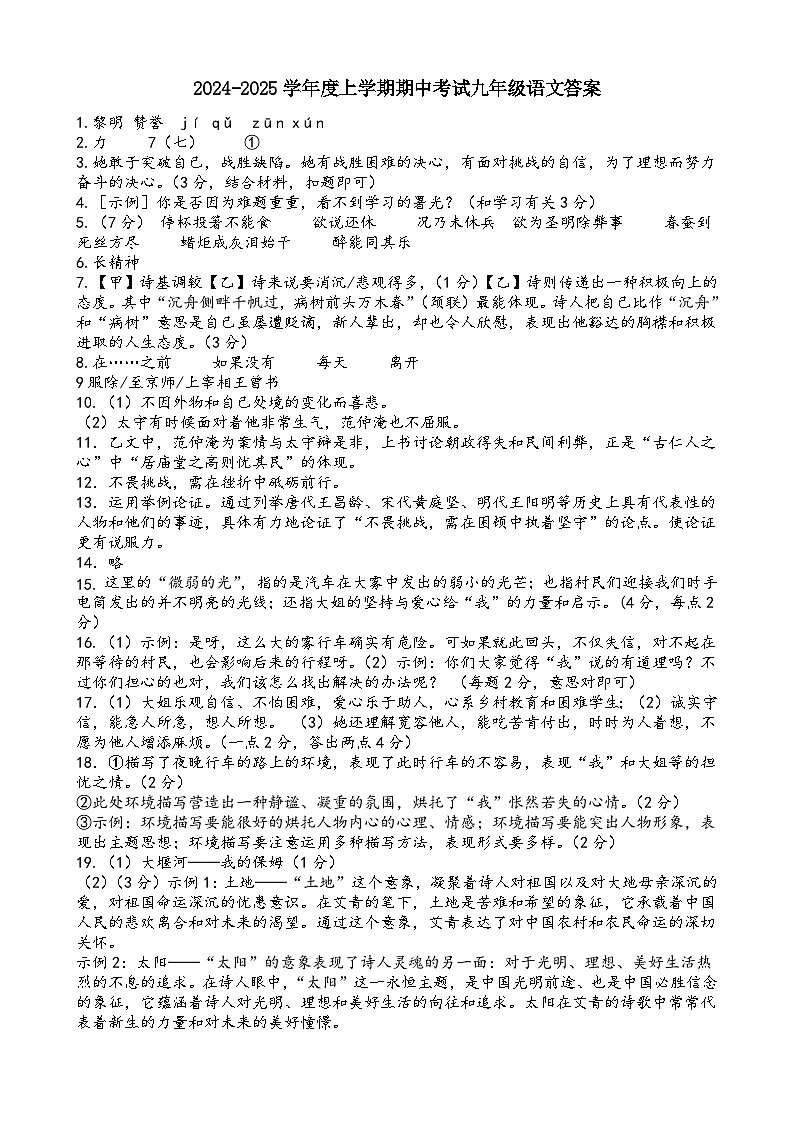 河北省唐山市遵化市2024-2025学年九年级上学期11月期中考试语文试题01