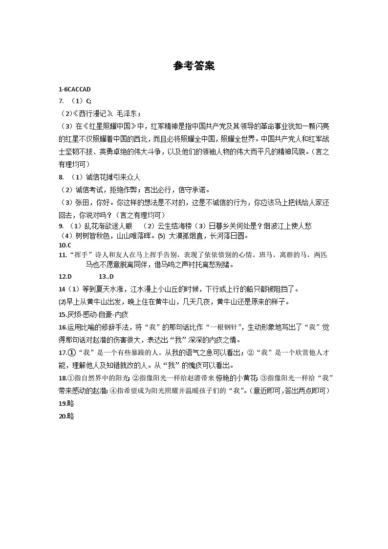 湖南省长沙市宁乡市西部乡镇2024-2025学年八年级上学期11月期中考试语文试题01