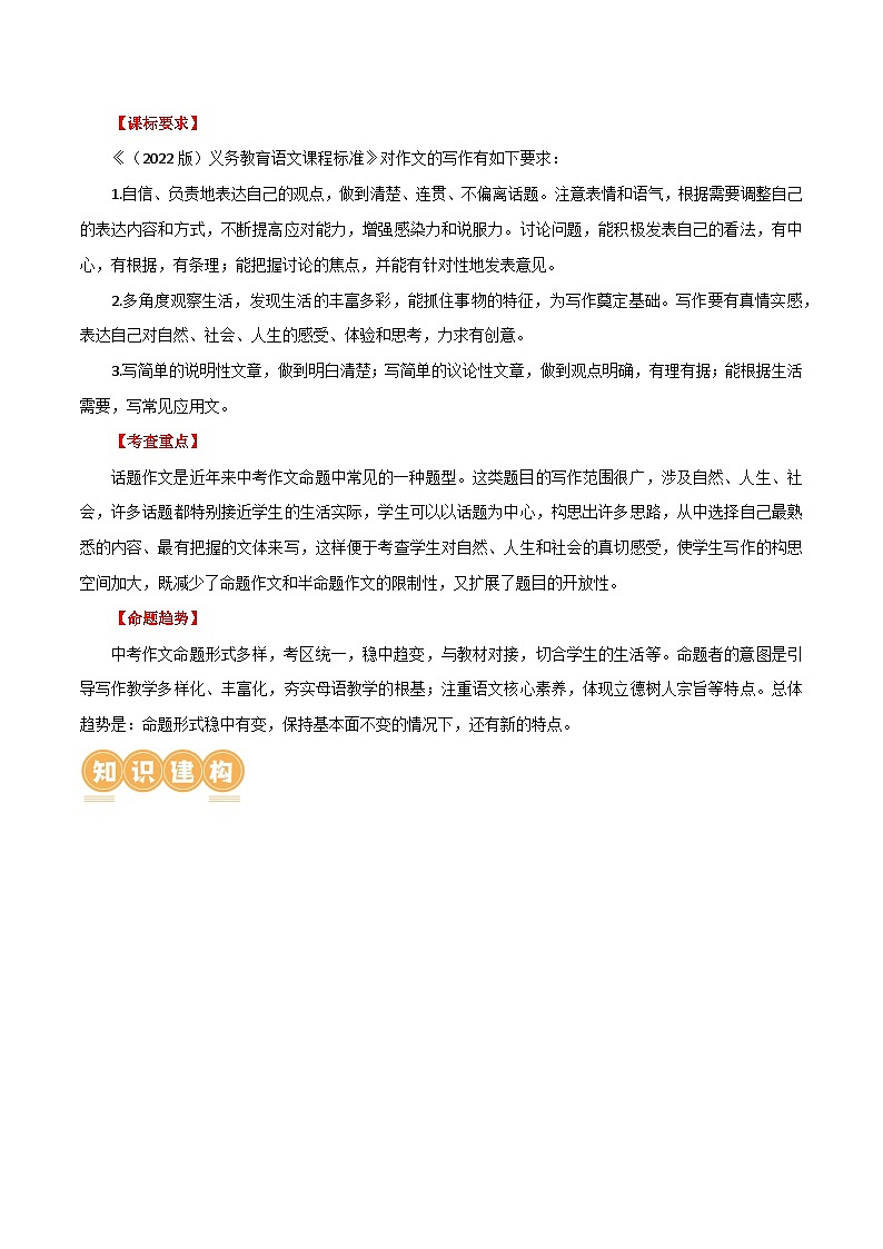 第44讲 话题作文（讲义）-中考语文一轮复习讲练测（全国通用） （原卷版）第2页
