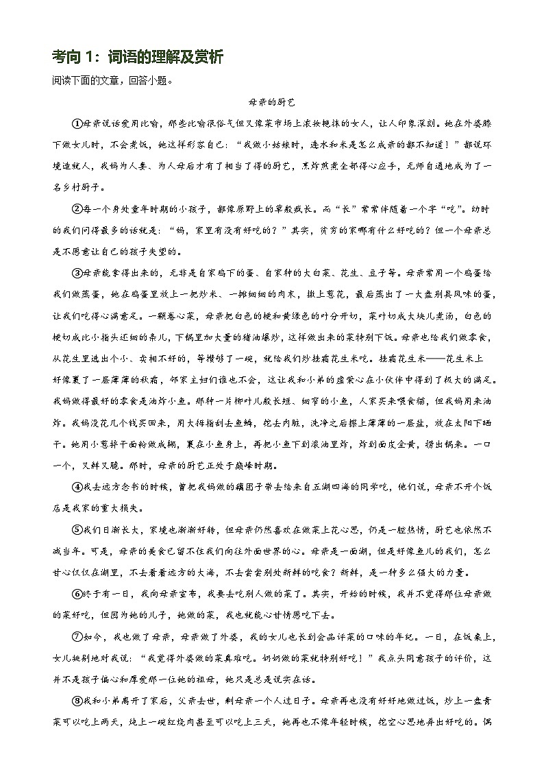 第25讲 词句的理解与赏析（练习）-中考语文一轮复习讲练测（全国通用）（解析版）第2页