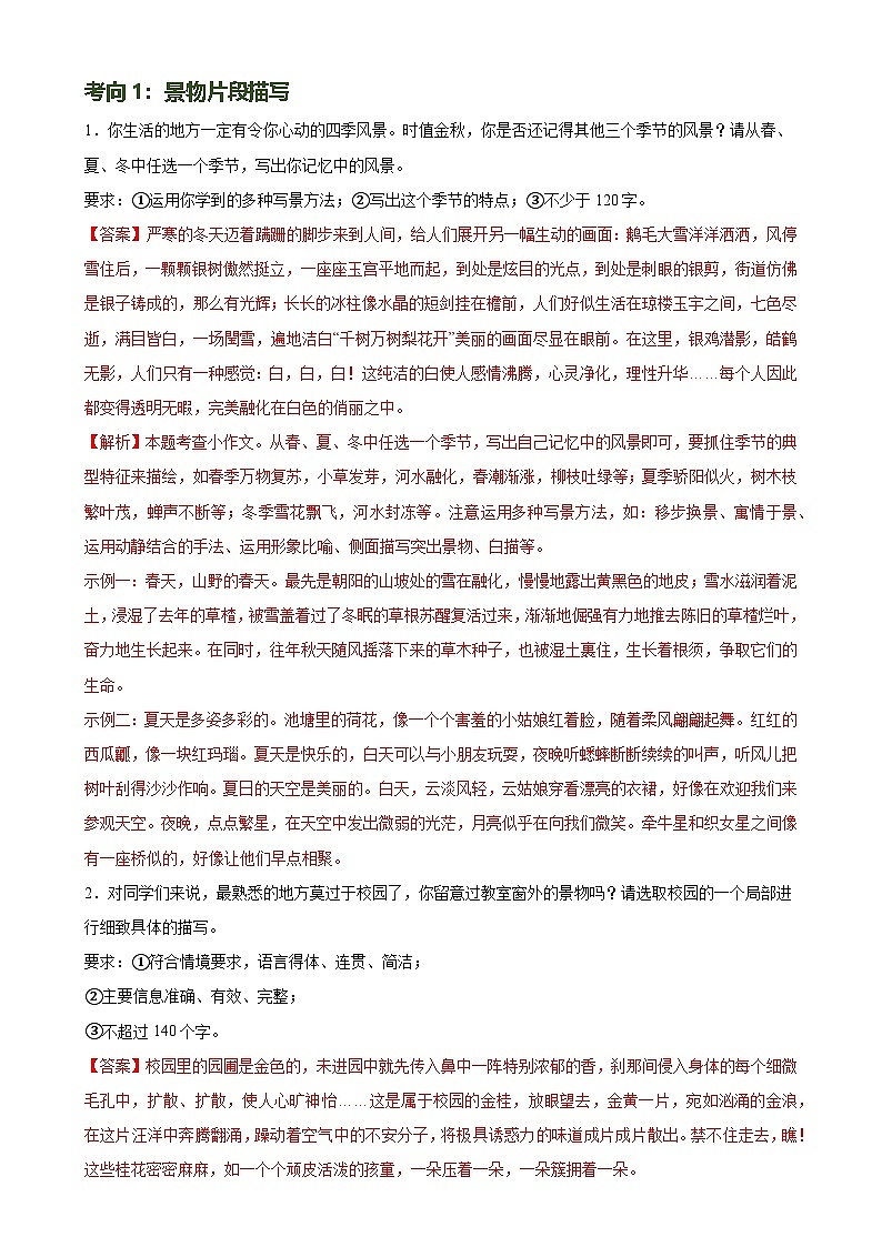 第39讲 小作文写作（练习）-中考语文一轮复习讲练测（全国通用） （解析版）第2页