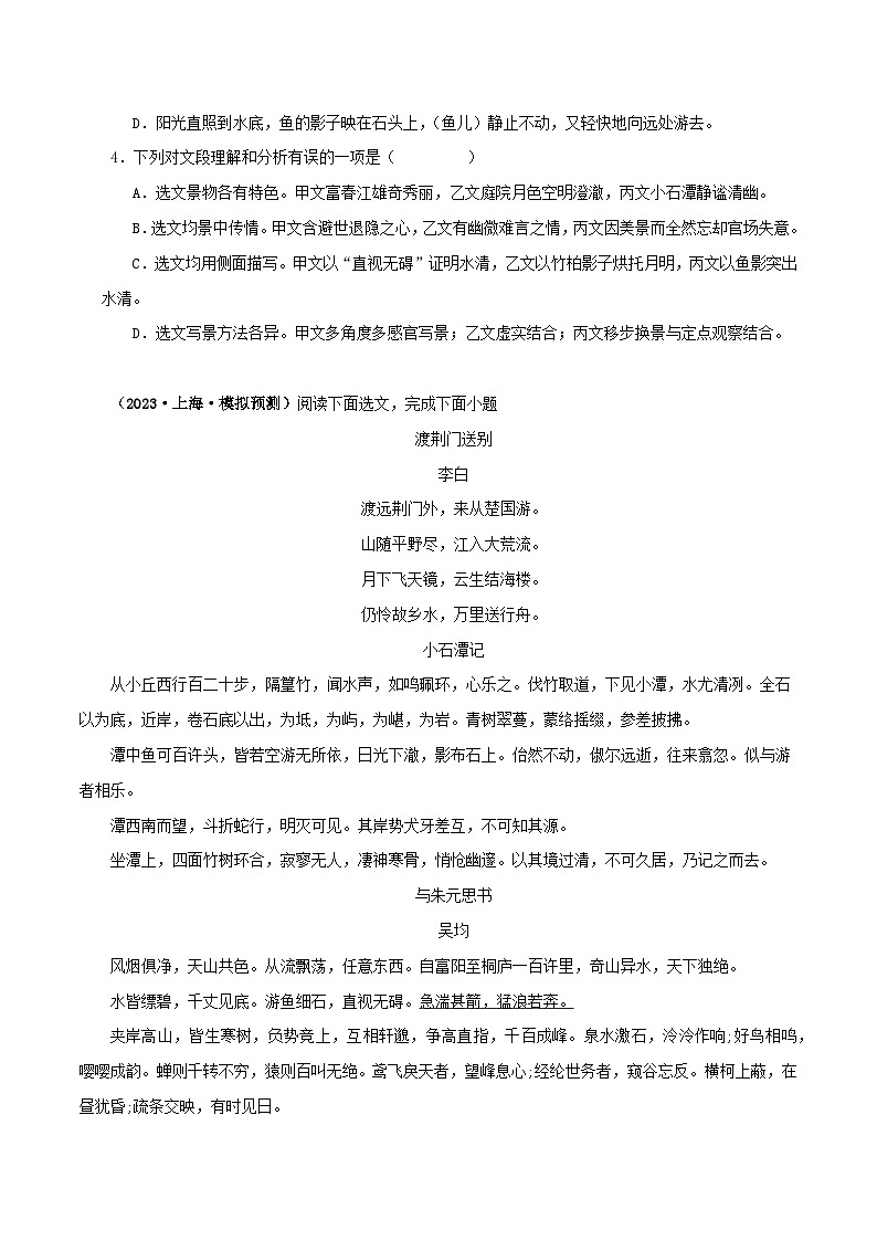 2025年中考语文二轮复习文言文对比阅读专题18 与朱元思书（原卷版）第2页