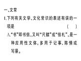 初中语文新人教部编版七年级上册期末专题复习六《文学、文化常识与对联》作业课件（2024秋）