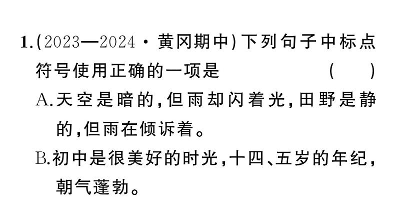 初中语文新人教部编版七年级上册期末专题复习四《标点符号》作业课件（2024秋）第2页
