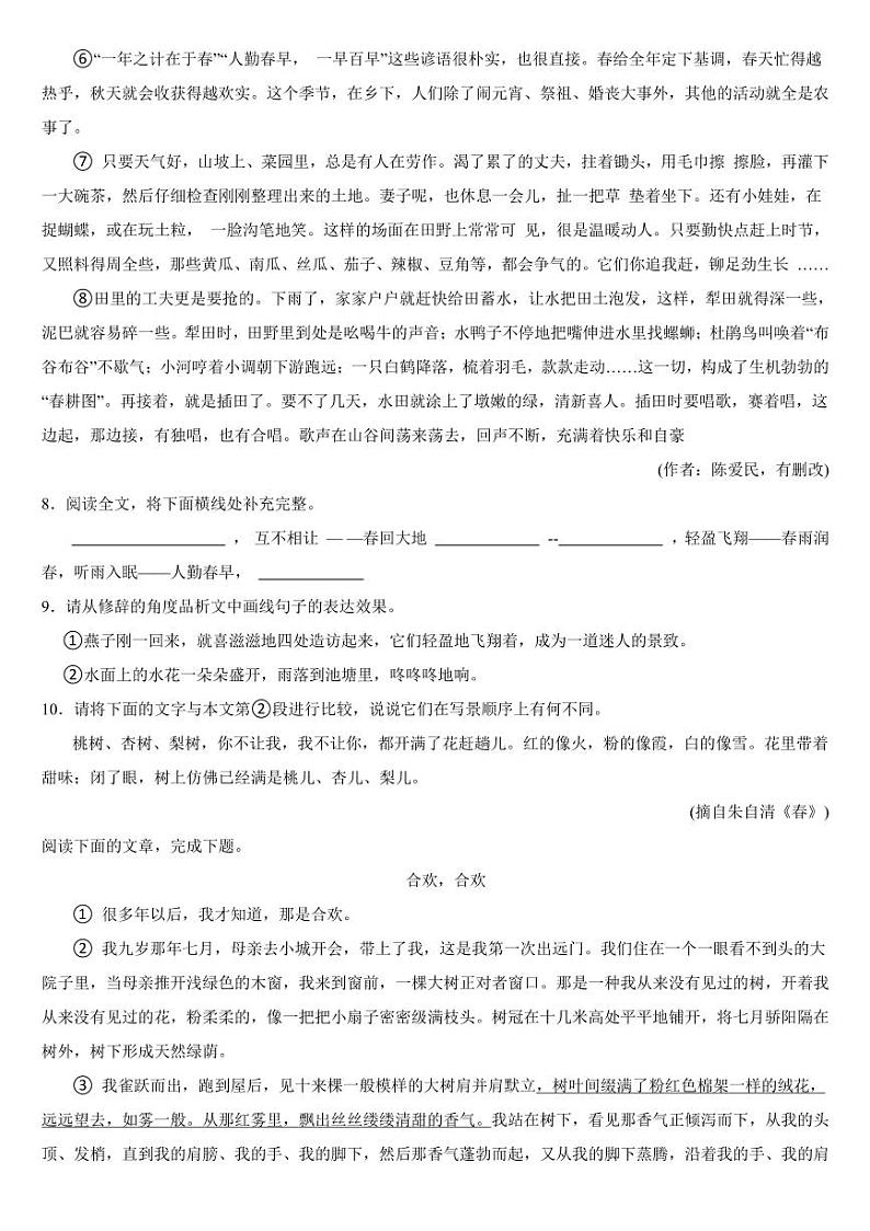 河南省洛阳市2024年七年级上学期语文期中试卷2套【附参考答案】第3页