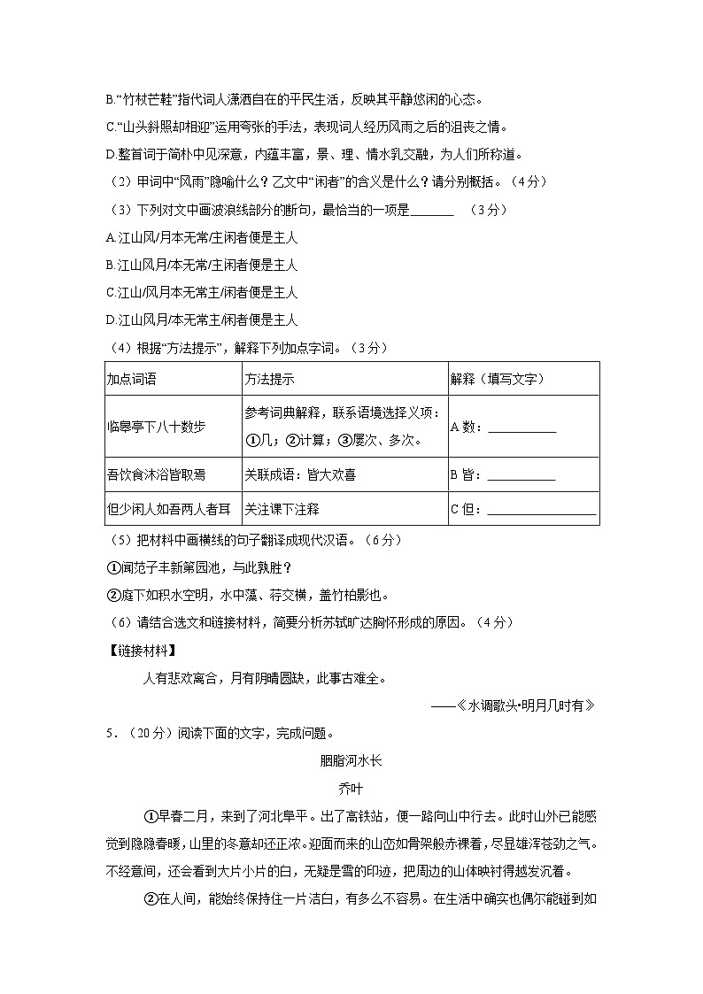 福建省泉州市安溪县2024-2025学年九年级上学期期中语文试卷03