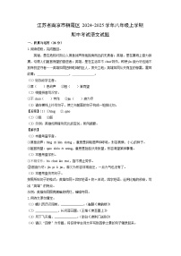 江苏省南京市栖霞区2024-2025学年八年级上学期期中考试语文试卷（解析版）