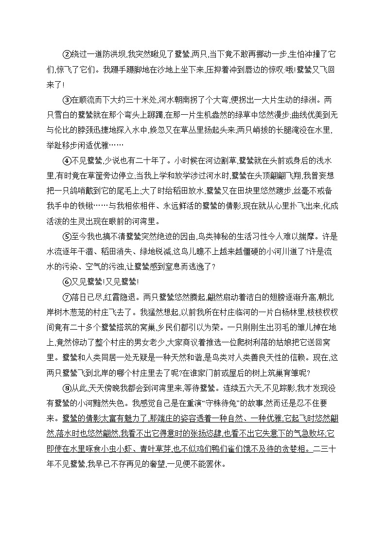 18 我的白鸽  同步练（含答案） 语文统编版七年级上册第3页