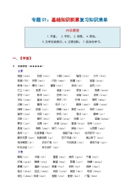 专题01 基础知识积累（知识清单）-2024-2025学年九年级语文上学期期末考点大串讲（统编版·五四学制）