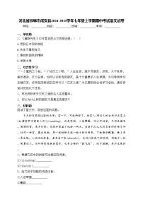 河北省邯郸市成安县2024-2025学年七年级上学期期中考试语文试卷(含答案)