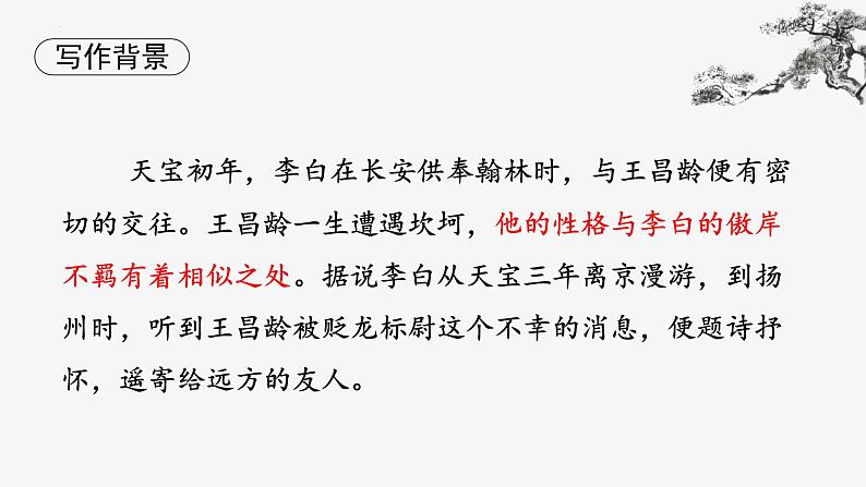 （部编版2024）七年级语文上册4.3《闻王昌龄左迁龙标遥有此寄》 课件第6页