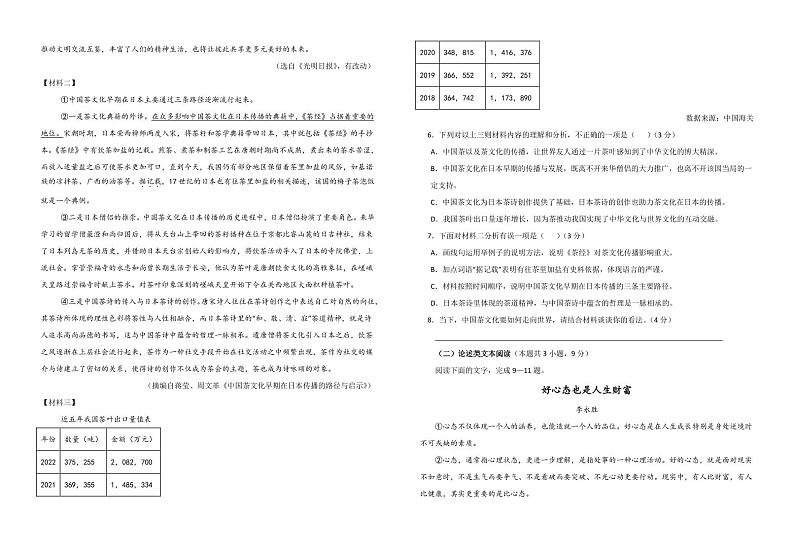 四川省 自贡市蜀光绿盛实验学校2024-2025学年九年级上学期期中考试语文试题第2页