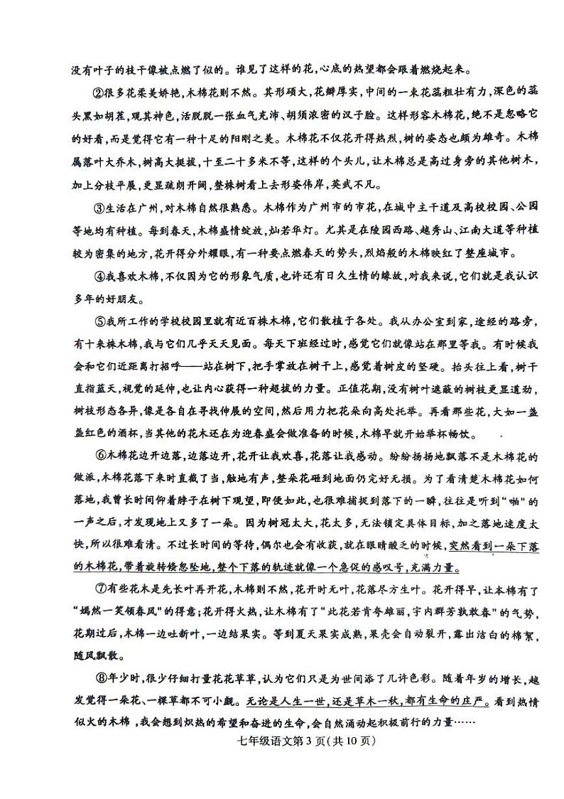 河南省漯河市舞阳县2023-2024学年七年级下学期期末语文试卷03