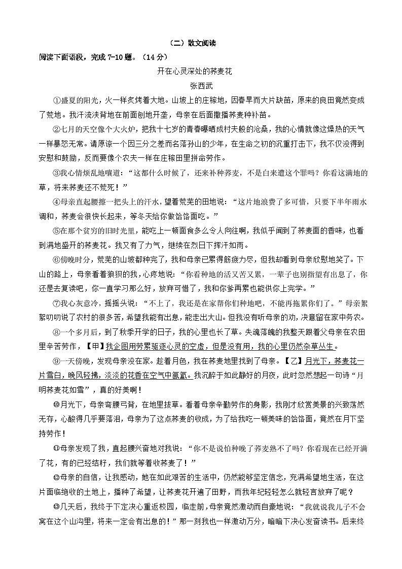 2024学年第一学期七年级语文试题卷2024.11第3页