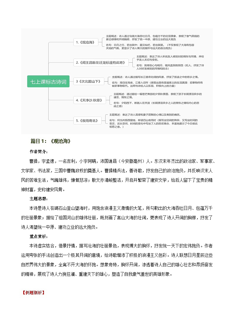 第09讲 七上课标古诗词复习（讲义）-2024年中考语文一轮复习讲练测（全国通用）（解析版）第3页