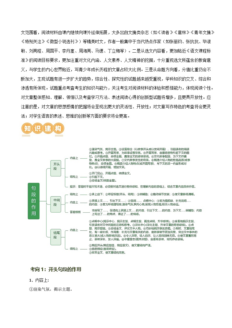 第27讲 句段的作用（讲义）-2024年中考语文一轮复习讲练测（全国通用）（解析版）第3页