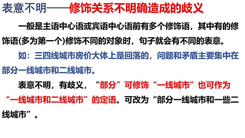 2025年中考语文一专项复习：《辨析修改病句之表意不明、不合逻辑》课件第4页