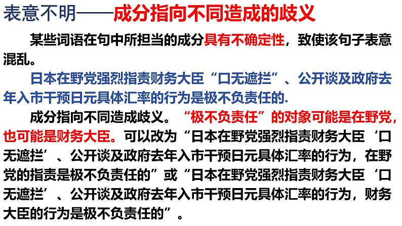 2025年中考语文一专项复习：《辨析修改病句之表意不明、不合逻辑》课件第7页
