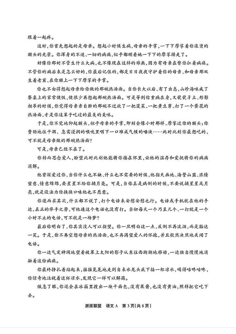 浙江省浙派联盟2024-2025学年九年级上学期期中考试语文试题第3页