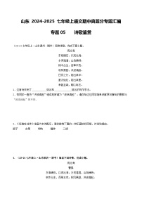 山东 2024-2025 七年级上语文期中真题分专题汇编  专题05    诗歌鉴赏（不含答案版）