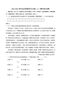 北京市通州区2024-2025学年九年级上学期期中考试语文试题