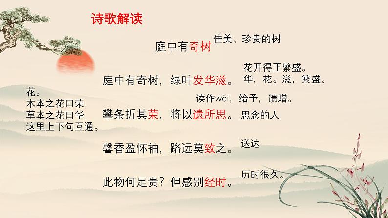 （统编版）八年级语文上学期课内同步课件课外古诗词诵读 庭中有奇树第6页