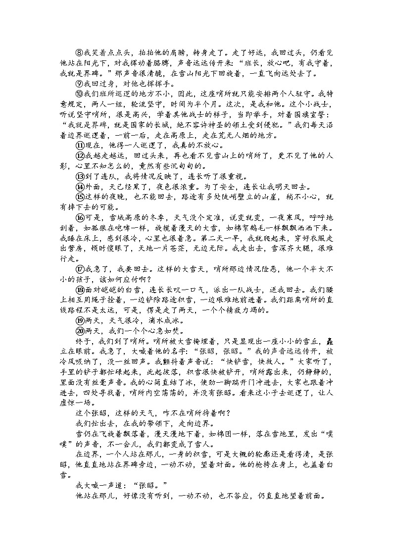 河南省信阳市新县2024-2025学年九年级上学期期中质量监测语文试卷第3页