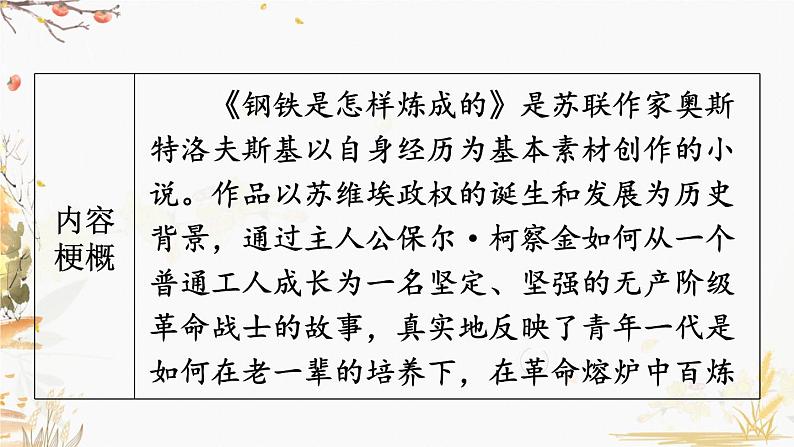 部编版语文八年级下册 第6单元 名著导读 《钢铁是怎样炼成的》 摘抄和做笔记 PPT课件第4页