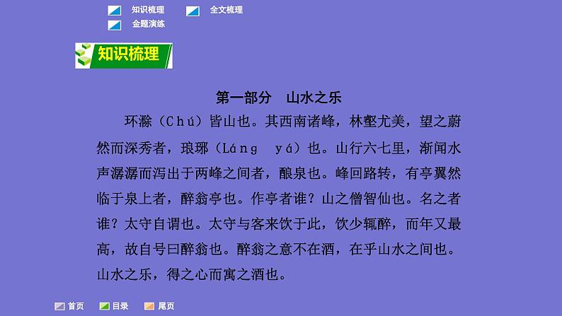 中考语文一轮复习课内文言文考点过关复习课件18：醉翁亭记（含答案）第2页