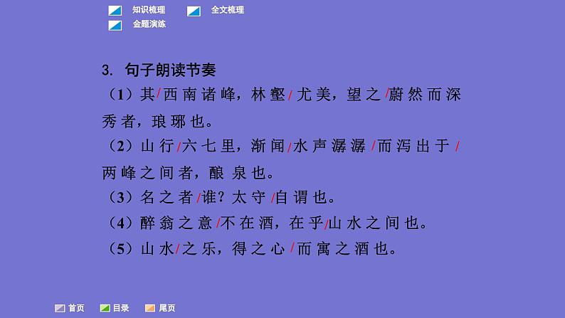 中考语文一轮复习课内文言文考点过关复习课件18：醉翁亭记（含答案）第5页