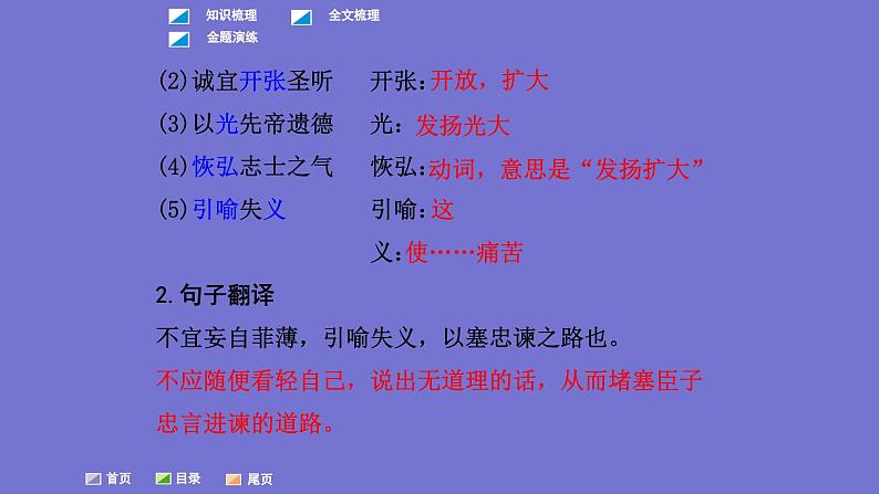 中考语文一轮复习课内文言文考点过关复习课件21：出师表（含答案）第3页
