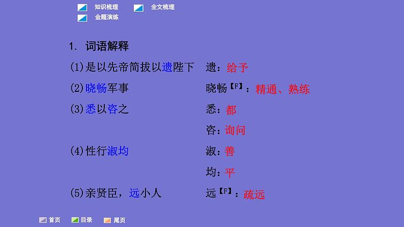 中考语文一轮复习课内文言文考点过关复习课件21：出师表（含答案）第8页