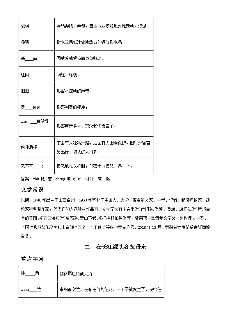 部编版初中语文八年级下册同步讲练测八年级下册第五单元01讲核心（解析版）第2页