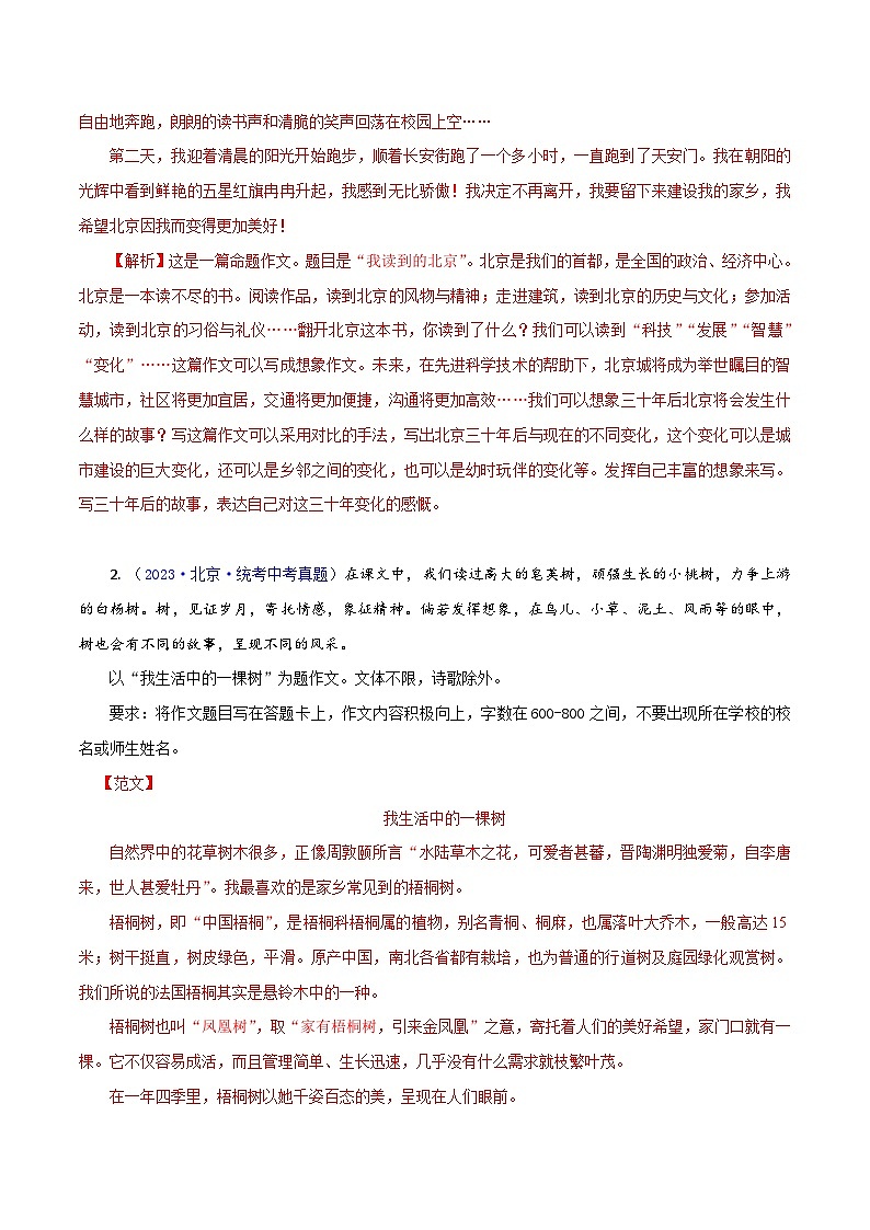 (北京专用)中考语文一轮复习精练专题11 作文（解析版）第2页