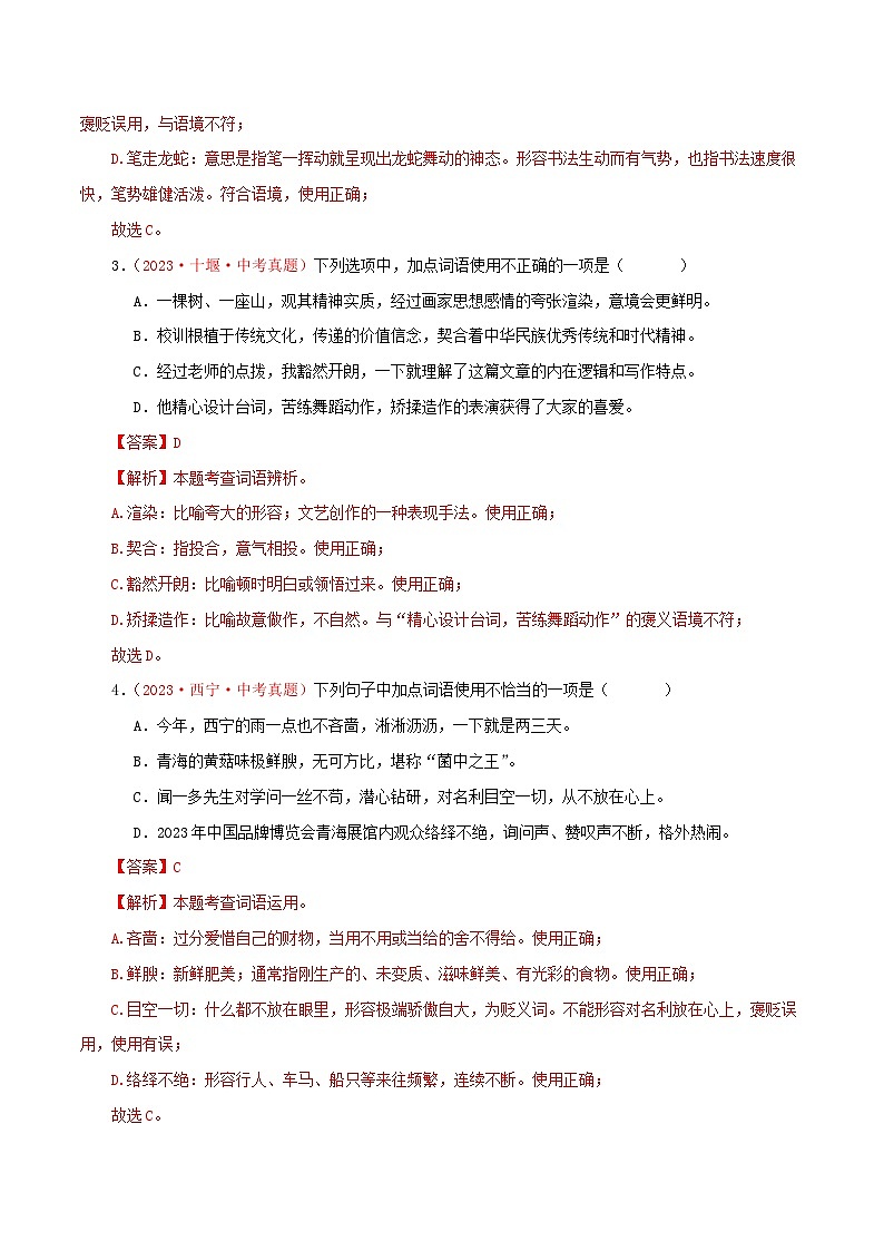 中考语文一轮复习考点归纳与考题精练考点03 词语、成语（考题精练）（解析版）第2页