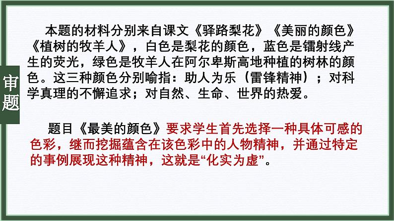 中考语文一轮复习作文高分技巧点拨课件第1讲 审题立意之化实为虚第3页